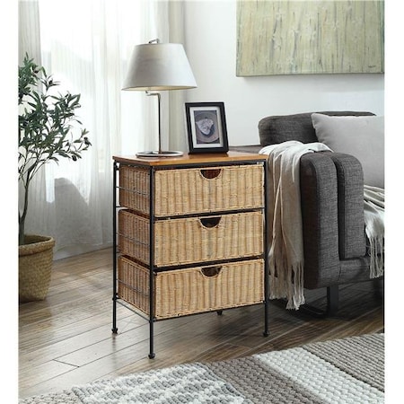 4D Concepts 4D Concepts 263069 3 Drawer Wicker Stand - Wicker/Metal 263069